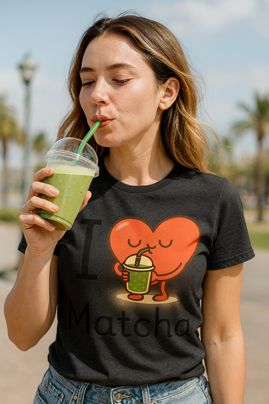 I Love Matcha T-Shirt – Cute Heart Drinking Matcha Tee | Matcha Lover Gift